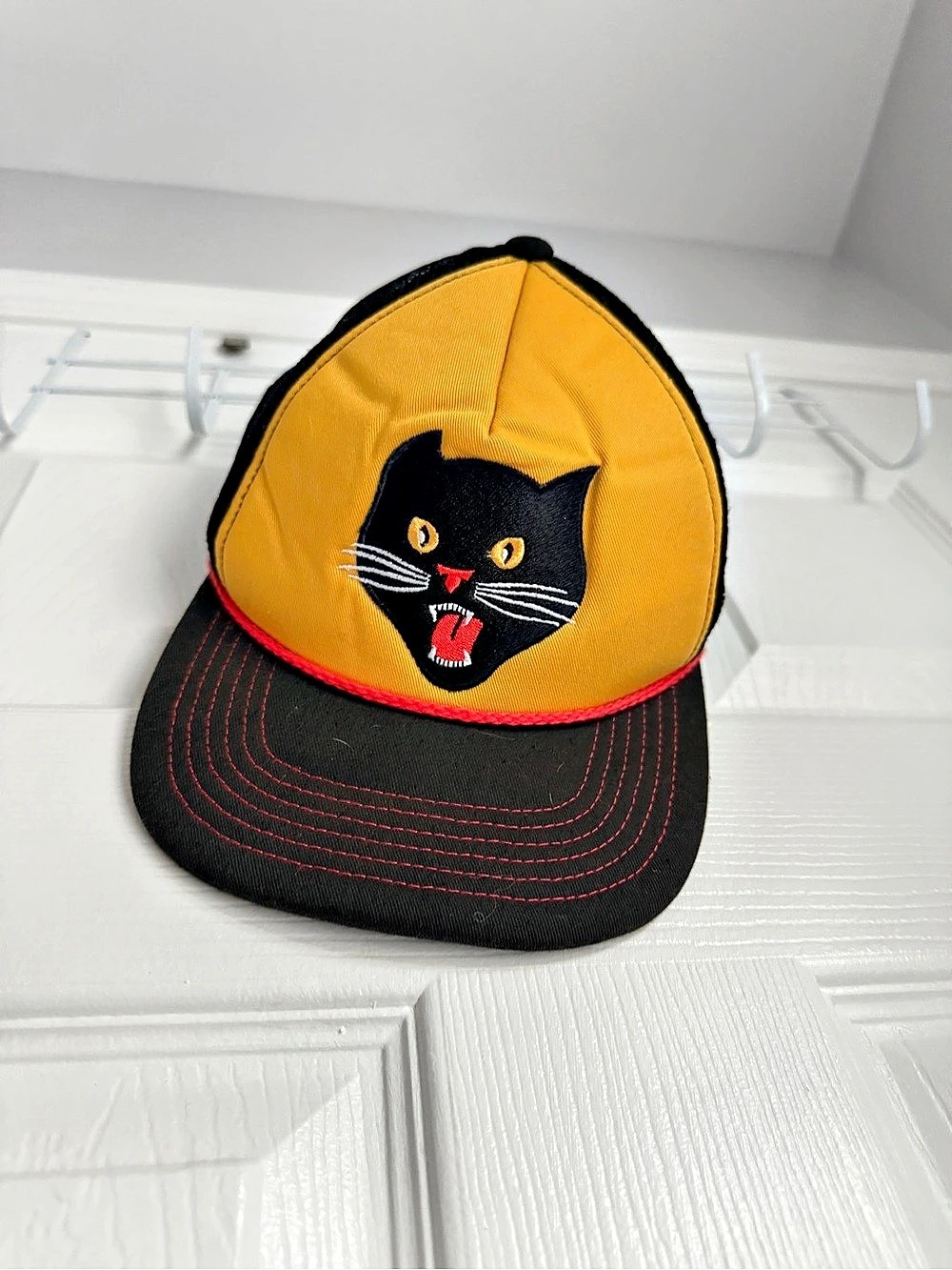 Rare Howler Bros Black Cat Snapback Trucker Hat - Carolina Surf Film Fest Gold